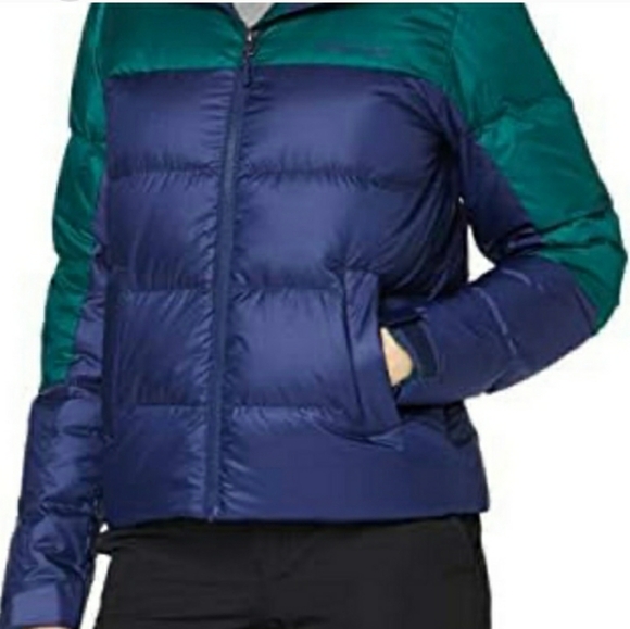 ⛷ Marmot Women's Guide Down Hoody - Arctic Navy/Botanical Green - 700 Fill Power - Picture 6 of 7